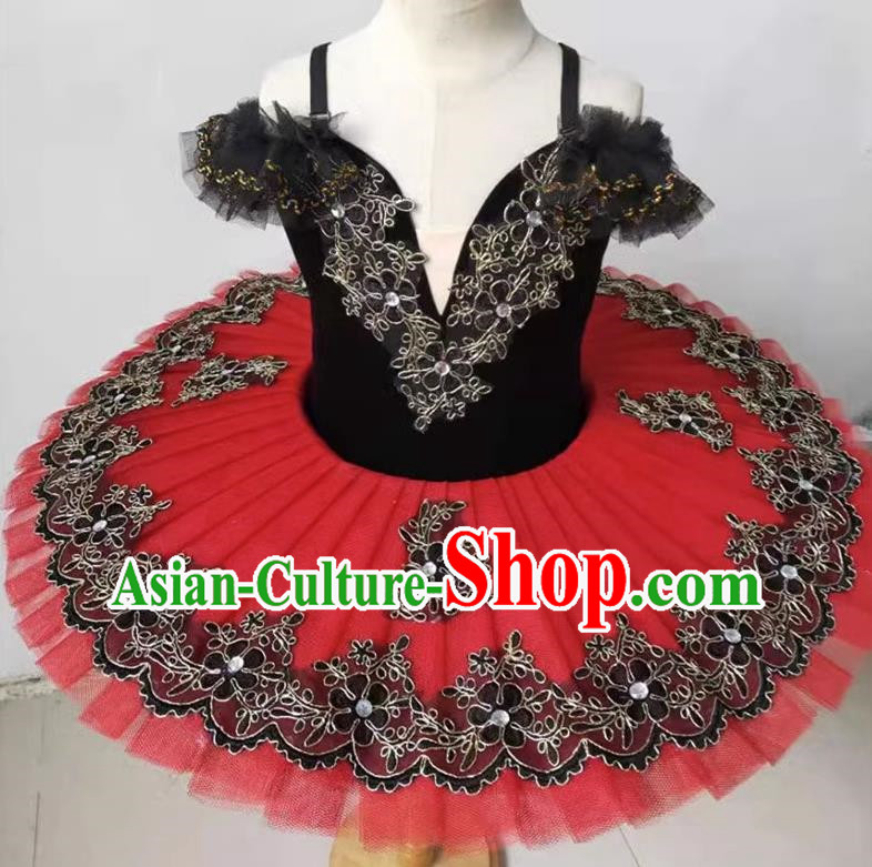 Ballet Skirt Children Professional Swan Lake Suspenders Fluffy Girls TUTU Skirt Little Swan Dance Costumes