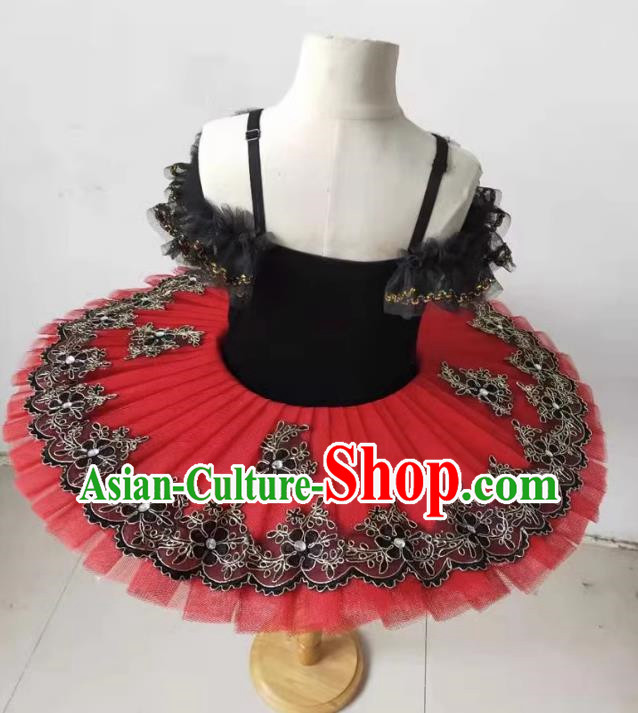 Ballet Skirt Children Professional Swan Lake Suspenders Fluffy Girls TUTU Skirt Little Swan Dance Costumes