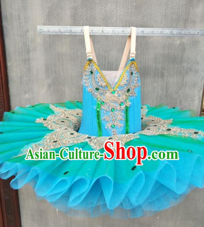 Ballet Skirt Children Costumes Swan Lake Tutu Skirt Sling Gauze Skirt Blue Green Little Swan Dance Tutu Skirt