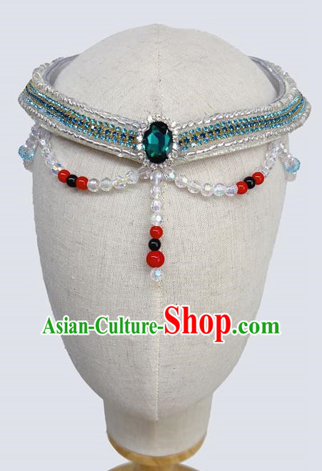 Mongolian Ethnic Dance Headdress Female Performance Headdress Beaded Beads Handmade Headdress Female Performance Dance Costume Accessories