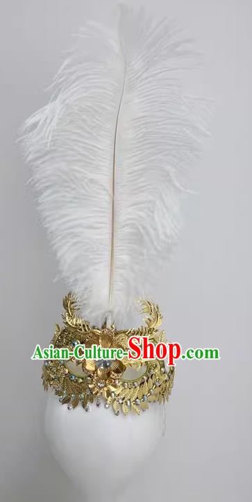 Golden Uighur Feather Dance Performance Headdress Female Xinjiang Uyghur Headdress