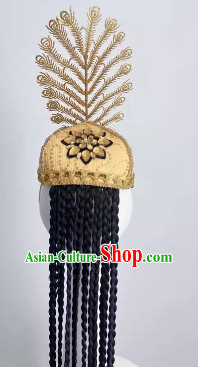 Xinjiang Uyghur Dance Performance Hat Golden Feather Minority Dance Performance Headdress