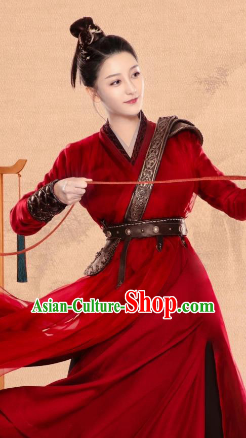 TV Series Ms Cupid In Love Policewoman Jing Clothing China Ancient Female Swordsman Red Costumes