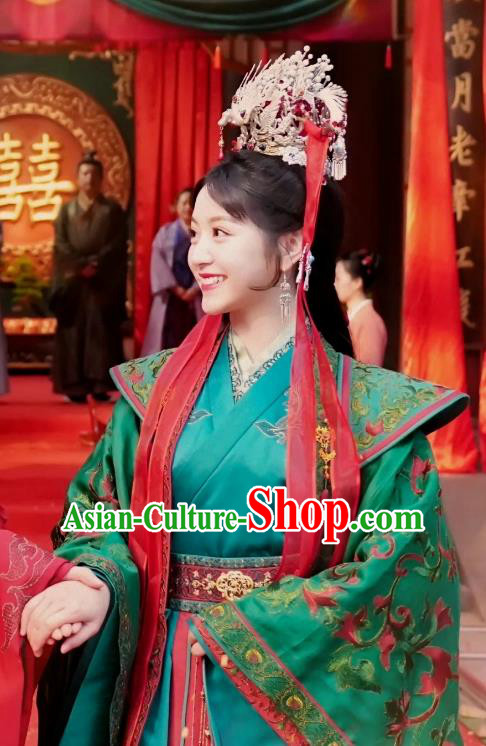 China Ancient Princess Green Costumes Traditional Wedding Dress TV Series Ms Cupid In Love Shangguan Ya Clothing