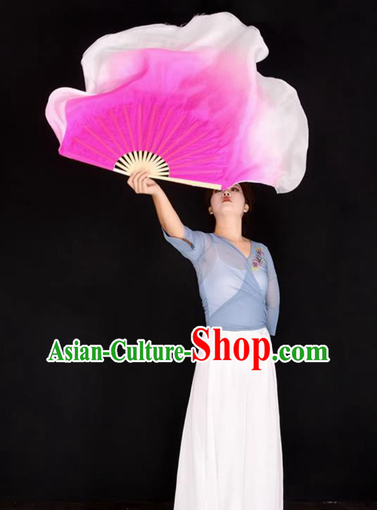 China Yangko Dance Pure Silk Fan Classical Dance Folding Fan Women Group Dancing Fan Handmade Jinghong Pink Fan
