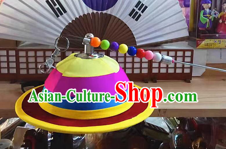 Korean Folk Dance Headwear Colorful Hat Asian Korea Traditional Dance Sangmo Hat for Women for Men