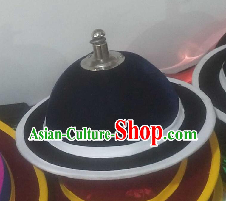 Korea Traditional Dance Sangmo Dark Blue Hat Korean Folk Dance Headwear Stage Performance Headdress