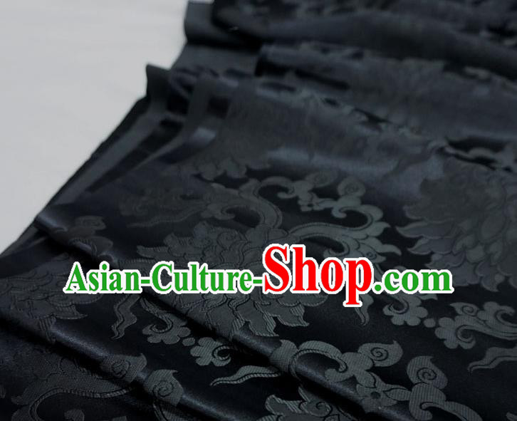 Black China Classical Passion Flower Pattern Design Cloth Tibetan Dress Drapery Traditional Brocade Fabric