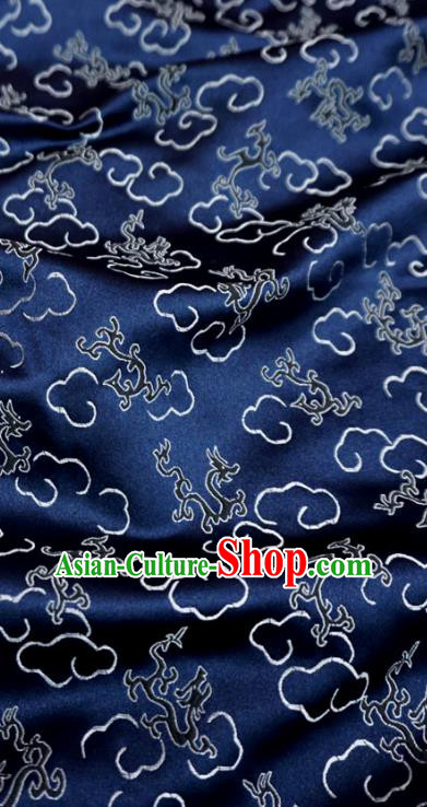 Dark Blue China Tang Suit Drapery Traditional Brocade Fabric Classical Little Dragon Pattern Design Cloth
