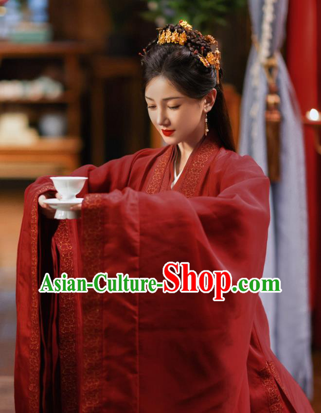 Romantic TV Series New Life Begins Hao Xia Clothing China Court Woman Costumes Ancient Noble Concubine Red Dresses