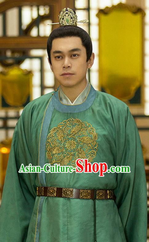 China Ancient Young Lord Green Robes Royal Prince Hanfu Costume TV Series New Life Begins Yin An Clothing