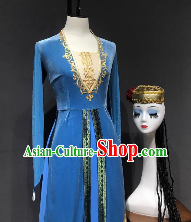 Dance Practice Clothing Double Layer Xinjiang Uyghur Performance Clothing Suit Women National Clothing Art Test Large Swing Skirt