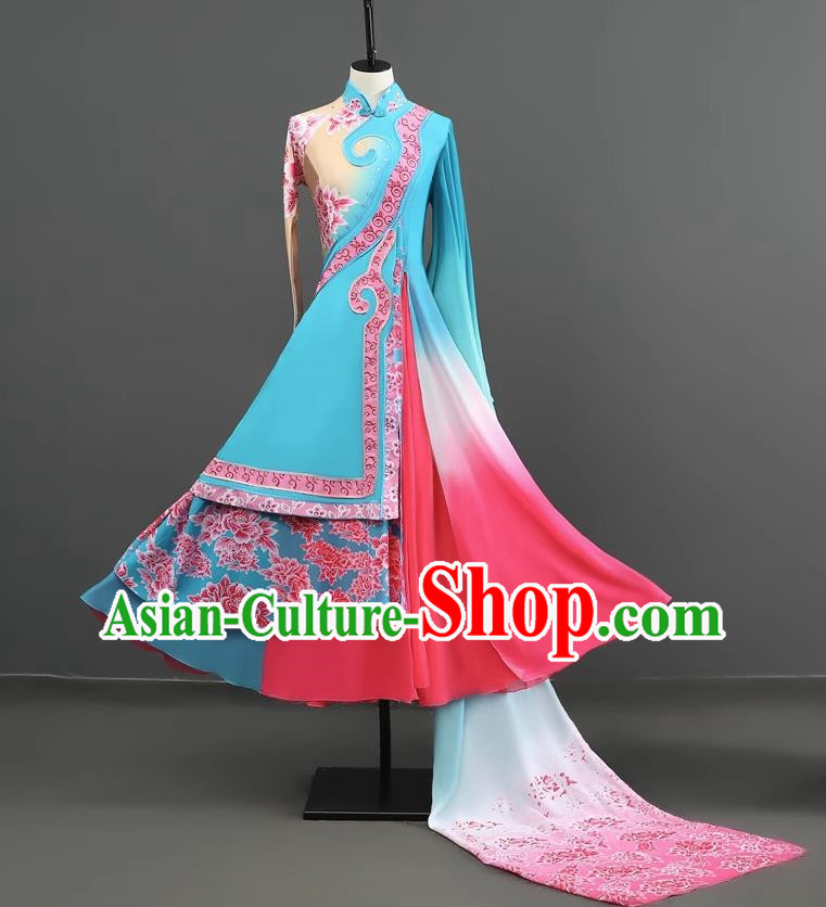 Rivers And Lakes Dance Costumes Elegant Fresh And Elegant Wide Sleeved Flow Fairy Skirt Performance Custom Clothing Women