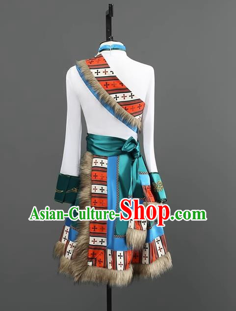 Professional Tibetan Men Short Adult Chinese Minority Ethnic Dance Performance Costumes