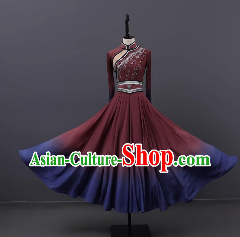 Mongolian Dance Costume Performance Suit Set Women National Costume Art Test Practice Suit Large Swing Skirt