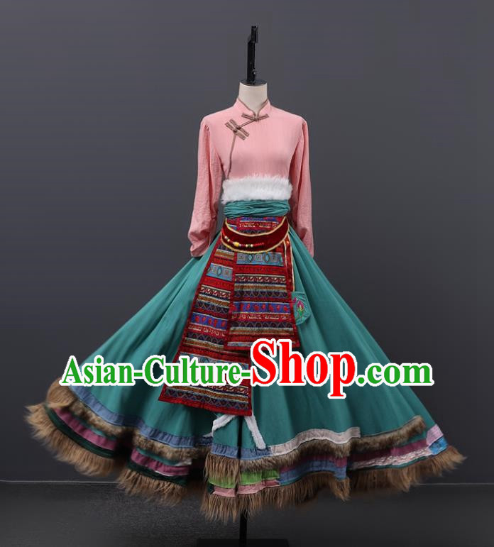 Ethnic Dance Costumes Tibetan Folk Dance Spring Costumes Stage Performance Costumes