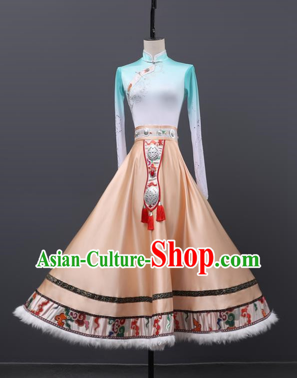 Tibetan Dance Performance Clothing Large Skirt Class Clothing Classroom Practice Clothing Art Test Performance Clothing Tibetan Robe