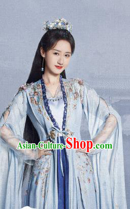China Ancient Ming Dynasty Noble Infanta Costumes Romantic Drama My Sassy Princess Liu Ling Blue Dress Clothing