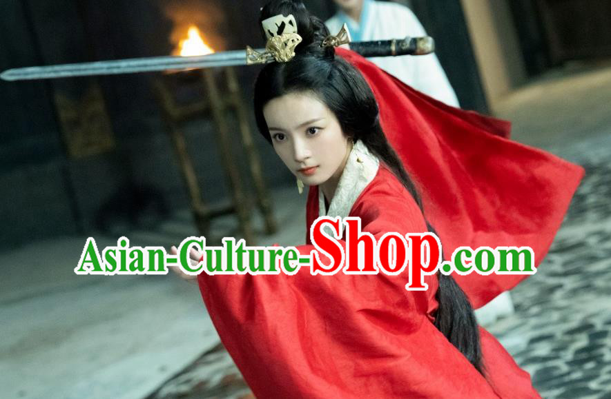 China TV Series An Ancient Love Song Lu Yuan Red Dresses Qin Dynasty Empress Hanfu Clothing