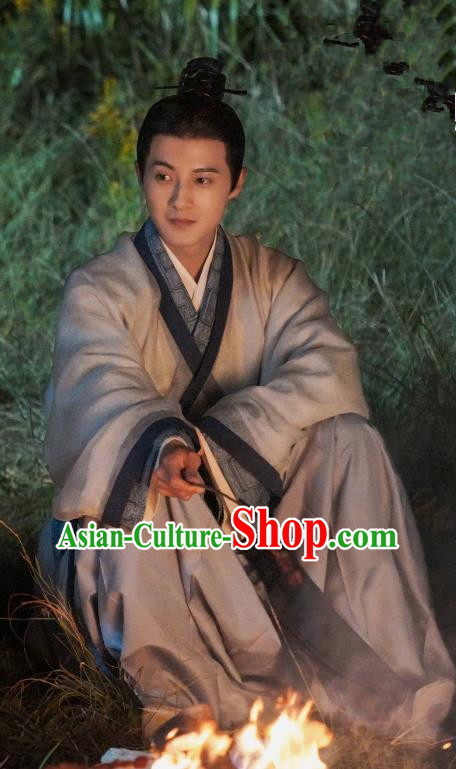 China Young Childe Costumes TV Series An Ancient Love Song Qin Dynasty Scholar Shen Buyan Hanfu Garments