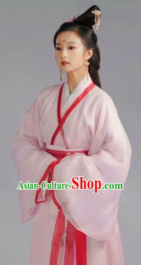 China Qin Dynasty Young Lady Pink Hanfu Dresses TV Series An Ancient Love Song Empress Lu Yuan Costumes