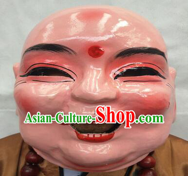 Handmade Da Tou Fut Mask Chinese New Year Parade Happy Monk Mask