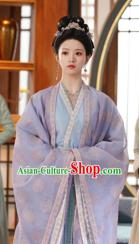 China Romantic Drama New Life Begins Princess Li Wei Blue Dresses Ancient Noble Mistress Costumes