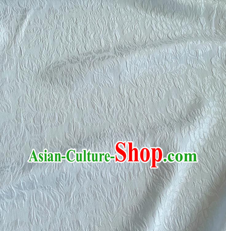 Light Blue China Embossed Cloth Traditional Design Mulberry Silk Jacquard Crepe Fabric Classical Peony Pattern Cheongsam Material
