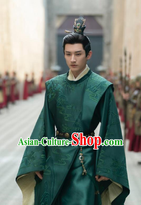 China Song Dynasty Scholar Costumes Ancient Merchant Green Clothing TV Series Destined Chang Feng Du Luo Zi Shang Replica Garments