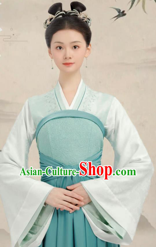 China Song Dynasty Palace Lady Garment Costumes Romantic Drama Destined Chang Feng Du Hanfu Dress Ancient Servant Woman Clothing