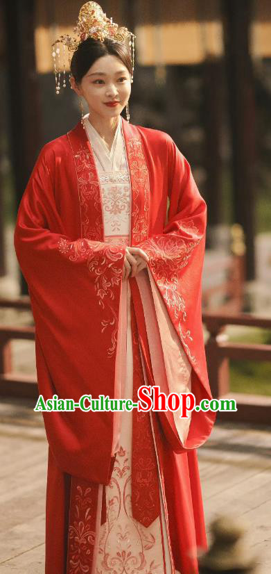 China Romantic Drama Destined Chang Feng Du Wedding Dress Ancient Bride Clothing Song Dynasty Female Garment Costumes