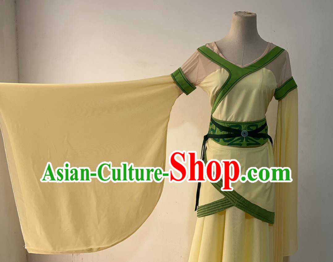 China Woman Stage Performance Costume Taoli Cup Dance Competition Clothing Classical Dance Chang E Yellow Hanfu Dress