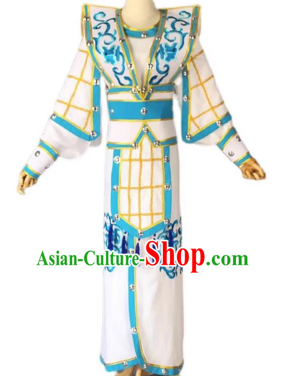 White Drama Men Military Uniforms Costumes Shaoxing Opera Huangmei Opera Performance Costumes Official Uniforms Martial Arts Uniforms