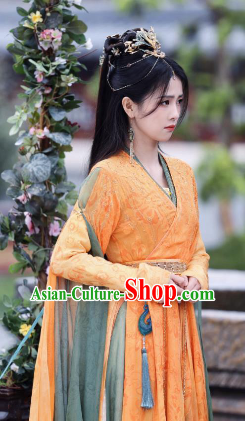 Till The End of The Moon China Ancient Princess Costumes Xianxia Drama Fairy Ye Xiwu Orange Dresses