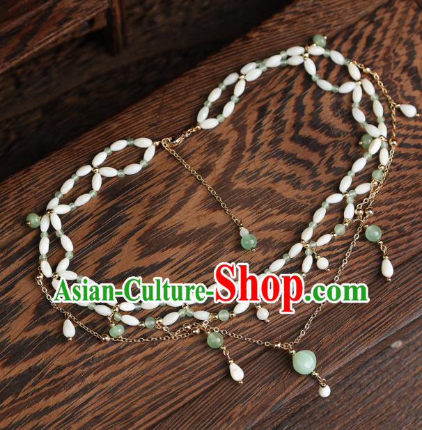 China Handmade Tang Dynasty Beads Necklace Hanfu Jewelry Ancient Young Woman Necklet
