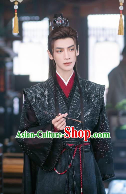 Xianxia TV Series Till The End of The Moon Tantai Jin Black Clothing China Ancient Demon Lord Replica Costumes