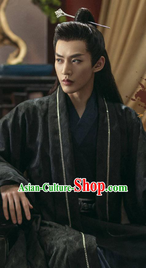 China Romantic TV Series Miss The Dragon Master Xue Qing Xun Garments Prince Hanfu Clothing Ancient Swordsman Black Costumes