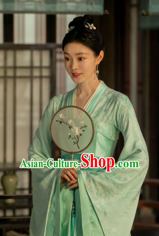 Chinese Song Dynasty Noble Lady Costumes Ancient Empress Clothing TV Series Destined Chang Feng Du Liu Yu Ru Green Dresses