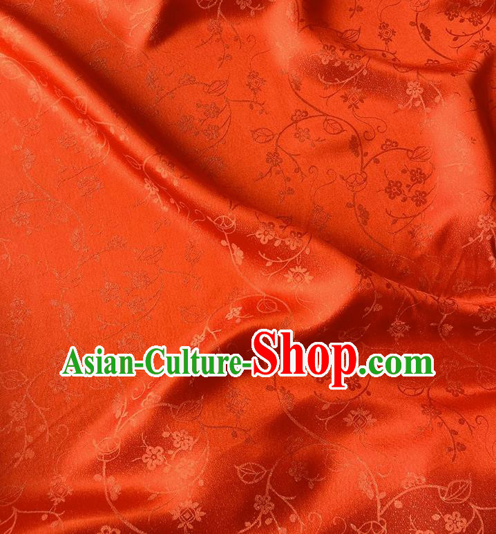 Red Chinese Traditional Hanfu Silk Material Classical Plum Blossom Pattern Silk Fabric Cheongsam Cloth