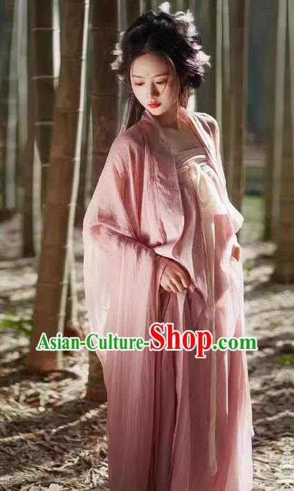 China Ancient Royal Princess Clothing Traditional Hanfu Pink Hezi Dresses Tang Dynasty Young Woman Costumes