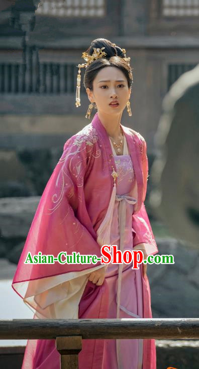China Court Woman Pink Dresses Drama Lost Track of Time Lu Yin Ran Clothing Ancient Princess Consort Historical Costumes