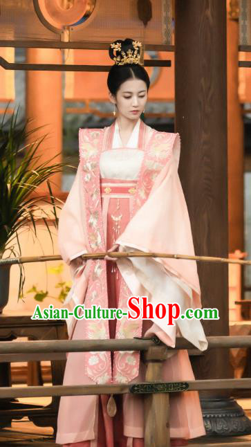 Chinese Traditional Song Dynasty Court Woman Clothing Ancient Imperial Consort Costumes TV Drama Unchained Love Bu Yin Lou Pink Dresses
