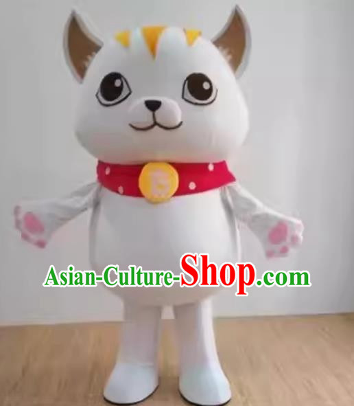 Customized White Cat Training Coding Doll Programming Cat School Mascot Shape Customized Removable Promotional Person Wearing Cartoon Doll Costume