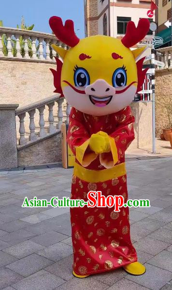 God of Wealth Dragon Year of The Dragon Cartoon Doll Costume Zodiac Dragon Mascot Adult Wear Walking Activity Ragdoll Costume Dragon Performance Props Costume