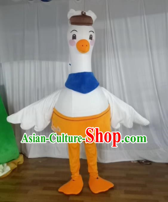 Customized Animal White Goose Walking Puppet Costume Performance Puppet Bird Cute Swan Bird Promotional Cartoon People Wearing Doll Costume