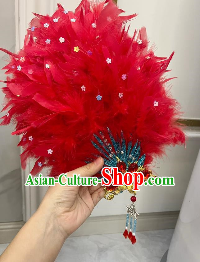 Red Northeastern Yangko Feather Head Flower Performance Super Fairy High End Head Flower Corolla