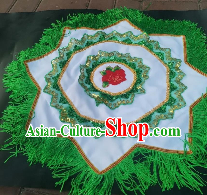 Yangko Supplies Northeastern Two Person Large Yangko Singer Silk Scarf Double Sided Flower Linen Yarn Fabric With Inner Buckle Lace