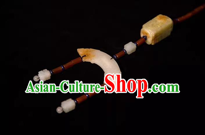 China Qin Dynasty Noble Woman Jade Jewelry Handmade Hanfu Waist Accessories Ancient Empress Belt Pendant