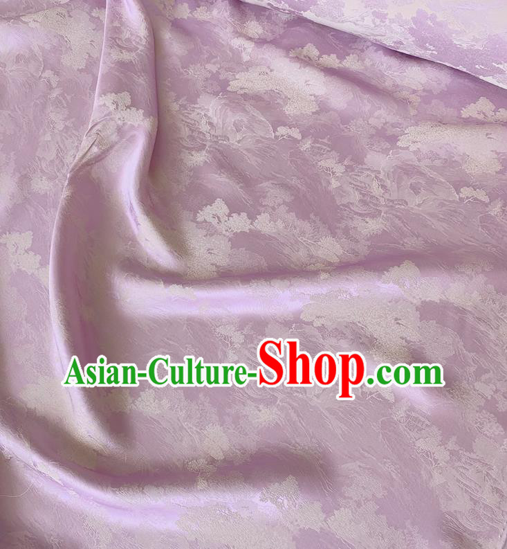 Lilac China Cheongsam Jacquard Fabric Traditional Dress Material Classical Landscape Painting Pattern Silk
