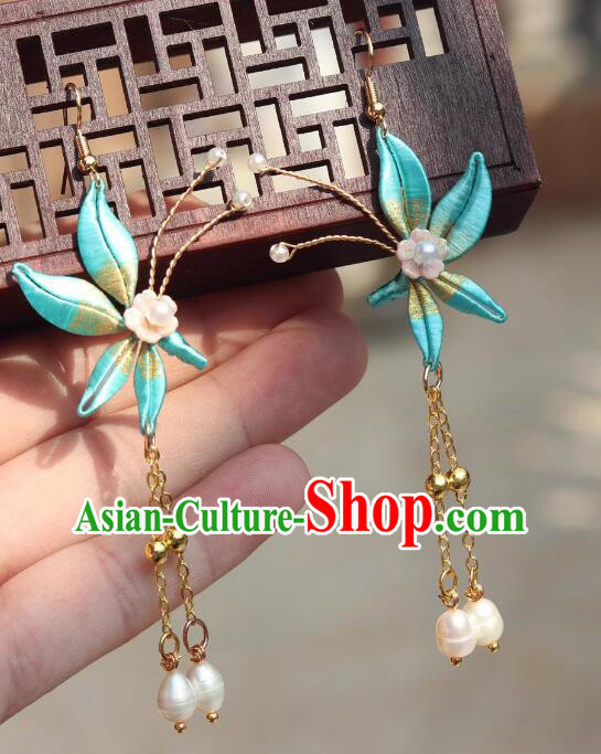 Chinese Handmade Hanfu Ear Jewelries Classical Cheongsam Silk Butterfly Earrings